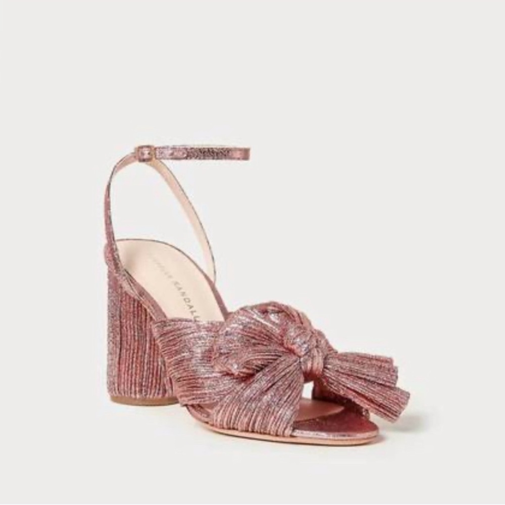 LOEFFLER RANDALL Camellia Knotted Lamé Sandals